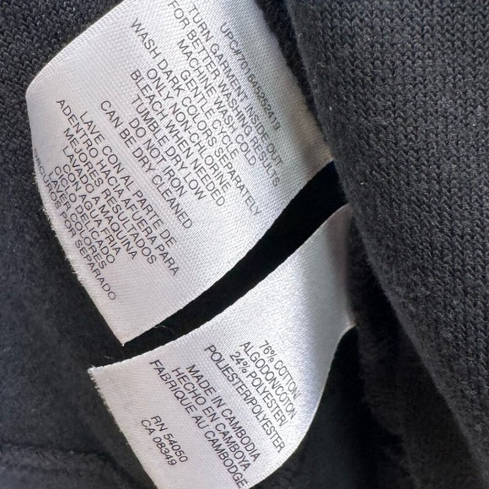 Jones NY Vintage Velour Hoodie Cotton Full Zip Up Hooded Pockets Black Jacket M - Picture 10 of 11